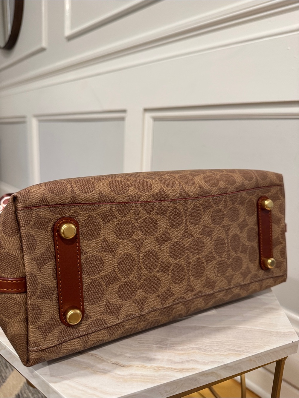 Coach Bag Taylor Brown Signature Coated Canvas Tote with Leather Trim - Picture 9 of 17